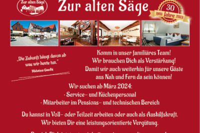 Traumjob in der Sächsischen Schweiz: Werden Sie Teil unseres Teams bei der Pension & Gaststätte 